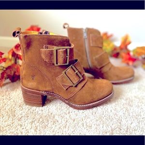 Frye Sabrina buckle suede boots